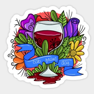 Retro Cabernet Franc Day, floral arsty wine Sticker